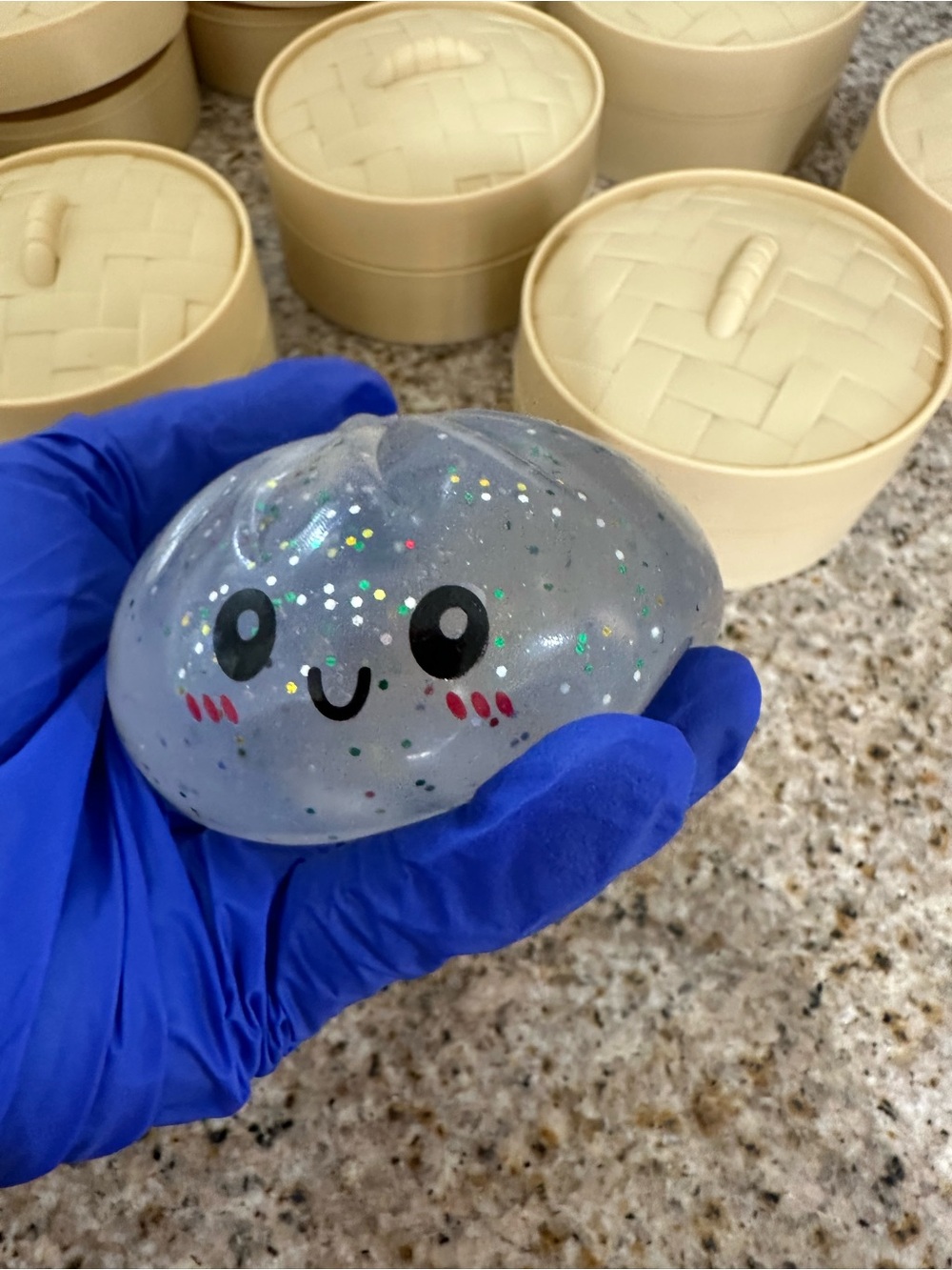 Kawaii Glitter Clear Gray Squishy Charm